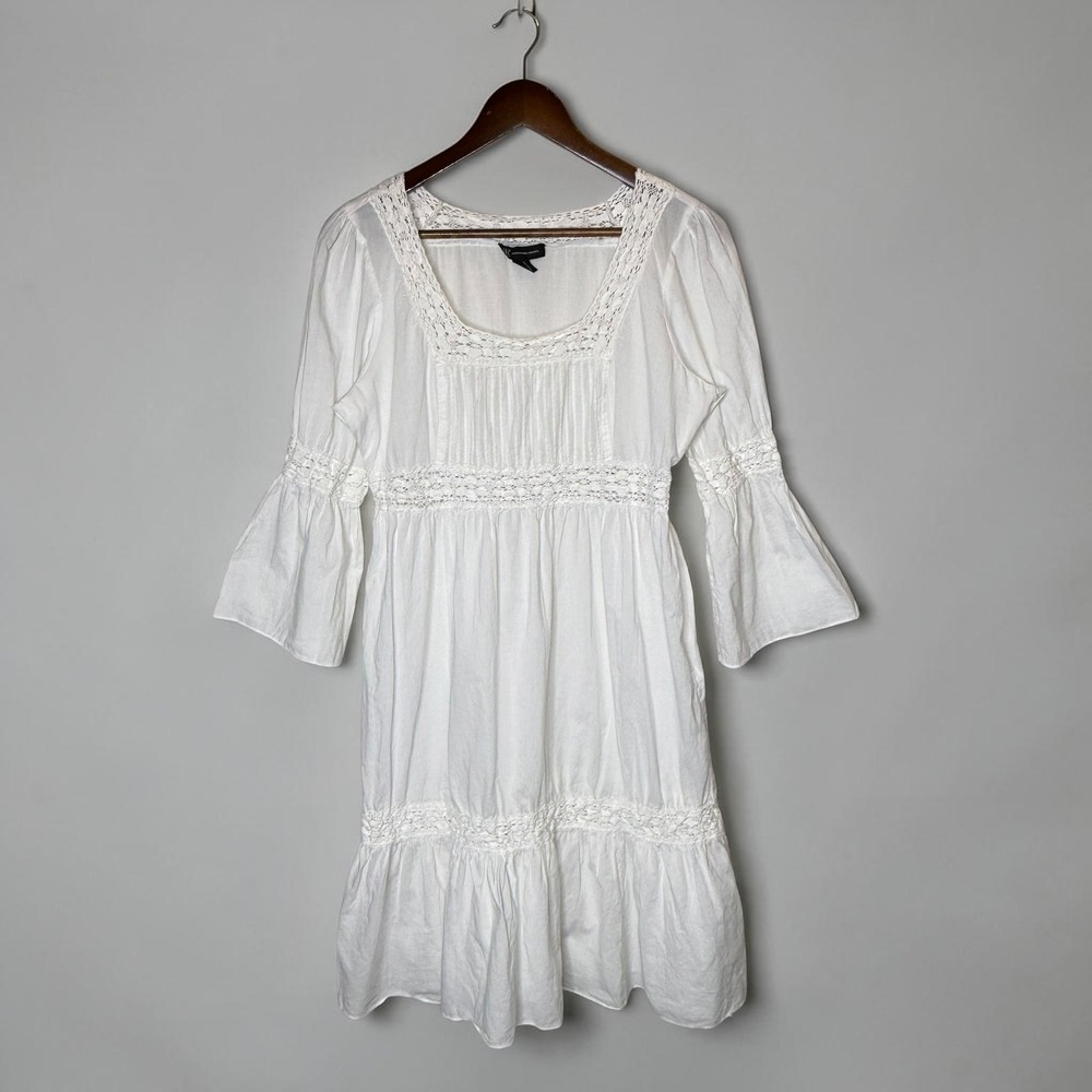 INC International Concepts‎ Cotton Bell Sleeve Dress Cottagecore Boho White 12